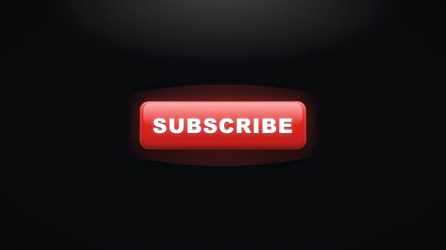 Glowing Red Subscribe Button Animation on Black Background for Social Media and Video Marketing