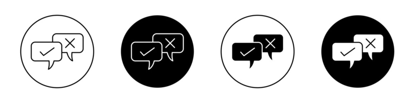 Check false or true icon flat outline in black