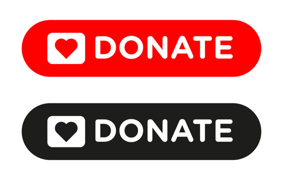 Donate button icon flat outline in black