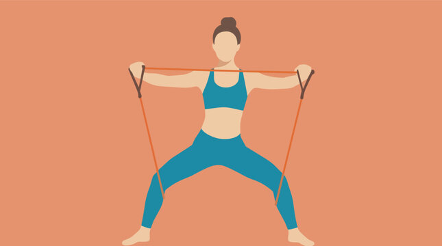 Resistance band squats for lower body strength training minimalist flat vector for home fitness app and workout blog branding