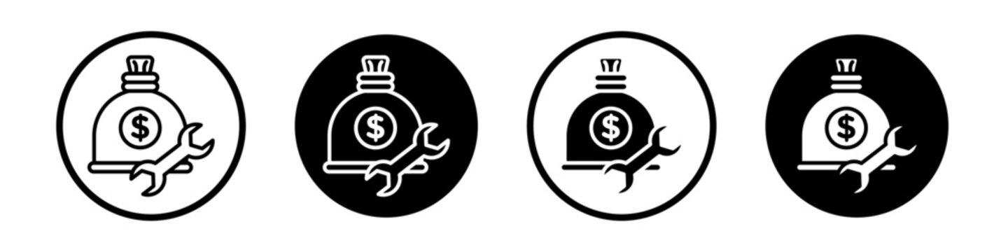 Fixed money icon flat outline in black