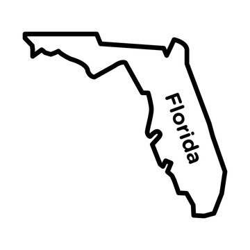 Florida map icon flat outline in black