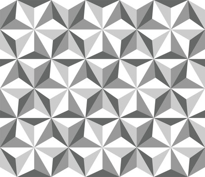 Geometrical stars seamless pattern. Tile 3D effect background.