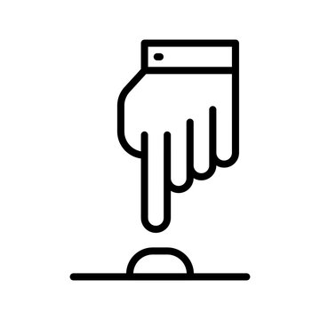 Hand push button icon flat outline in black