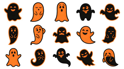 Fototapeta premium Cute cartoon ghosts with different fun expressions