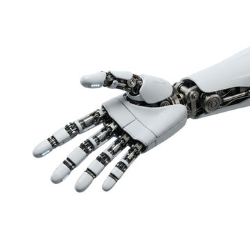 Futuristic humanoid robotic hand with advanced mechanical joints and artificial intelligence technology