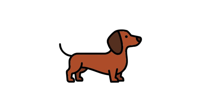Dachshund dog flat vector icon