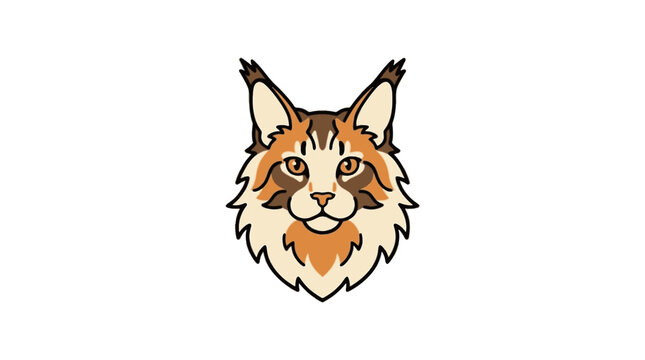 Maine coon cat flat vector icon