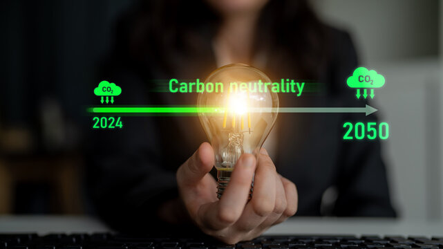 Carbon neutrality timeline illustrates carbon, neutrality, and reduction targets from 2024 to 2050 to support global sustainability and green initiatives Latch