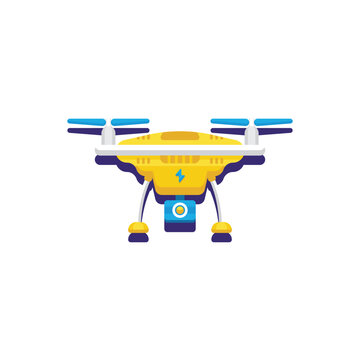 Flying drone quadcopter representing aerial robotic technology