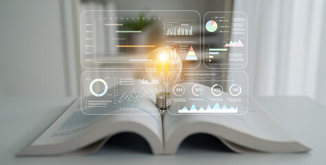 A project management dashboard with business performance analytics. A visualization of project...