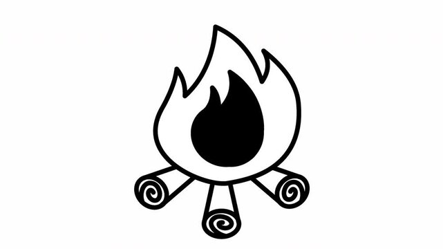 Bonfire video of a black line campfire drawing ideal for outdoorthemed videos, camping documentaries, and cozy ambiance projects.