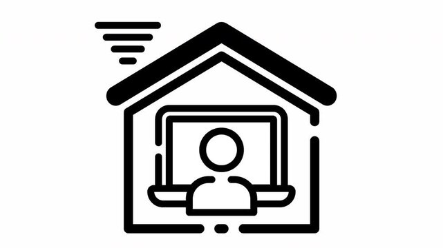 remote working from home with wifi connection animation video