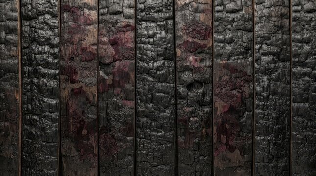 Burnt wood planks texture background