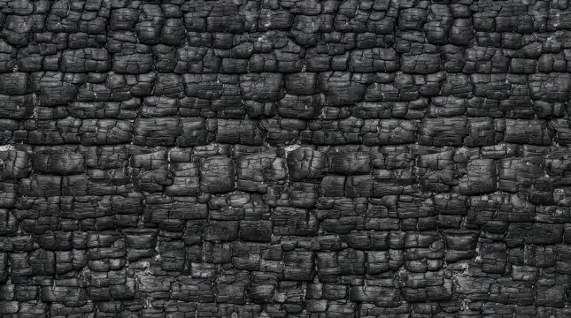 A close up view of a charred wood surface texture