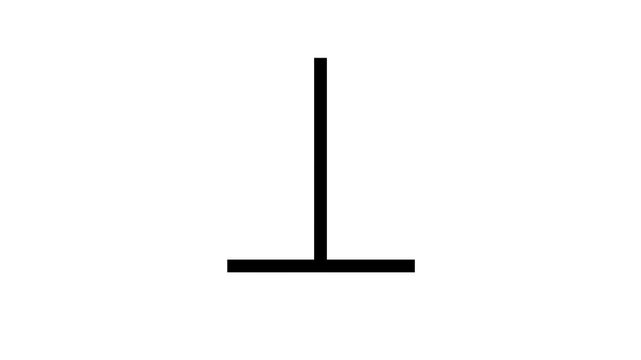 A hand-drawn perpendicular symbol "&perp;" featuring a dynamic, realistic style, making it ideal for incorporation into your work. It can be combined with other characters and symbols. 4K video.
