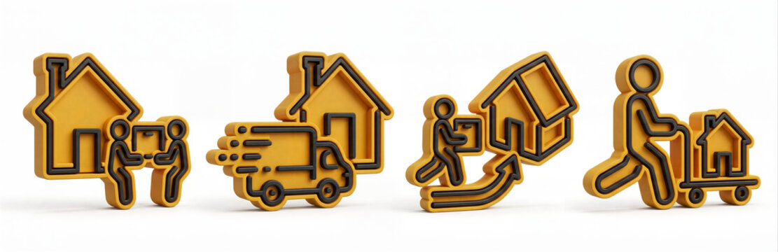 Home moving and relocation service icons