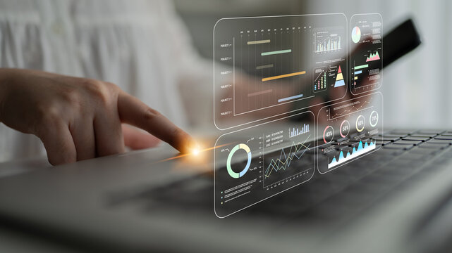 A project management dashboard with business performance analytics. A visualization of project timelines, KPIs, and company data for strategic review. Motif