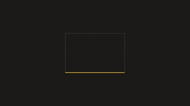 Minimalist gold line frame animation on 4k black background, for projects border
