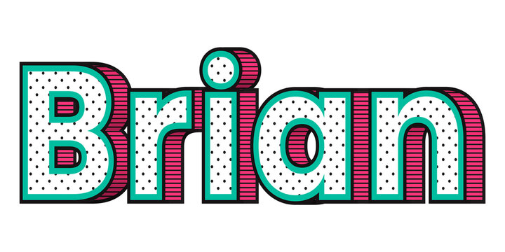 Brian male name png retro polka dot lettering