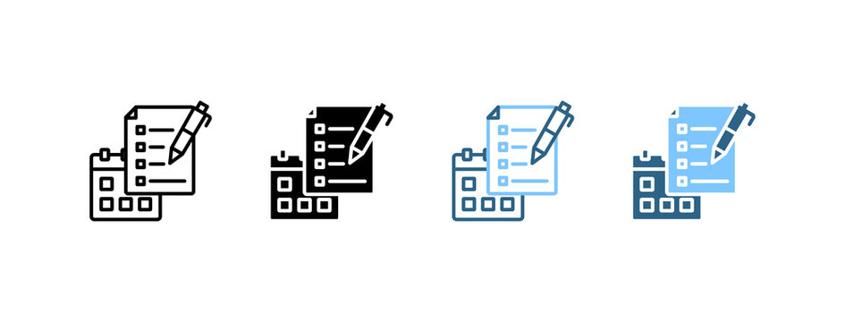 Task List and Calendar icon set multi style