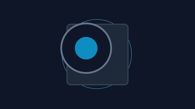 Minimalist motion animation 4k background, with rotating blue, circle and square, geometric shapes motion minimalist