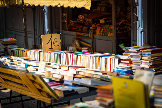 Outdoor Book Stalls Near Prado Museum on Cuesta de Moyano Madrid Spain