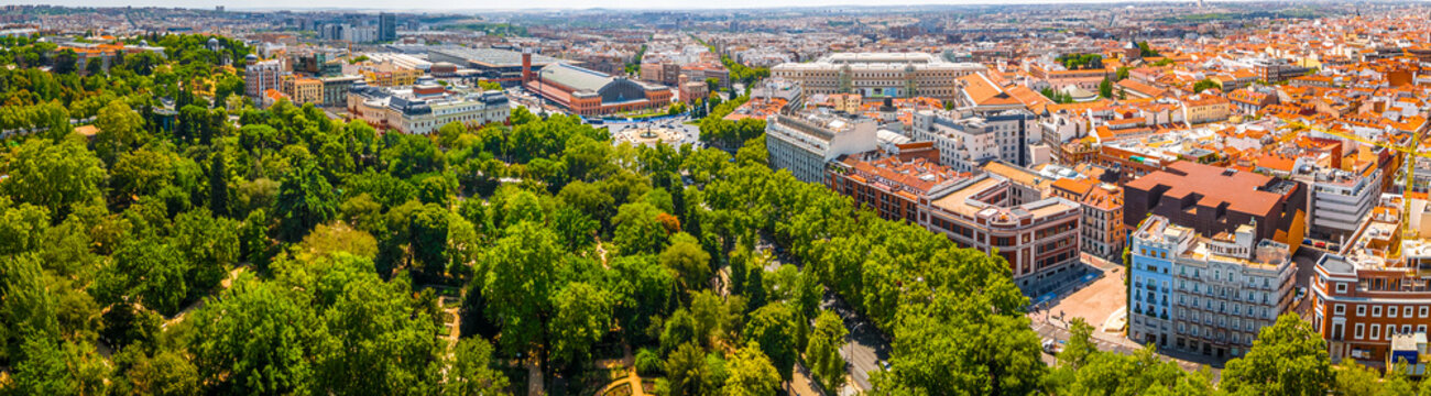 Plaza del Emperador Carlos V and Atocha Station Aerial View in Madrid