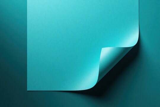 Blank paper sheet with a curled corner and shadow effect. Clean page offers space for text or design elements. Simple object on a solid background.