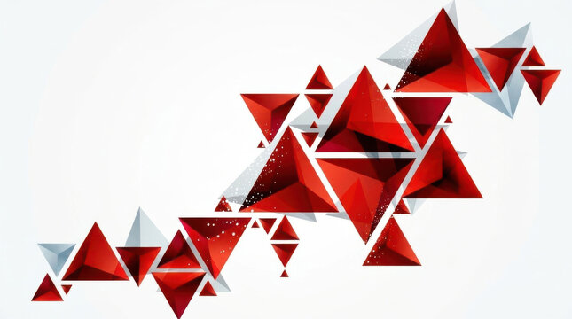 Abstract background with red 3d geometric triangles