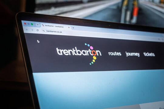 LONDON, UK - AUGUST 11, 2026: trentbarton on their website. Trent Barton is a British bus operator based in Derbyshire and Nottinghamshire.