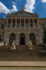 Obraz premium National Library of Spain Neoclassical Facade in Central Madrid Spain
