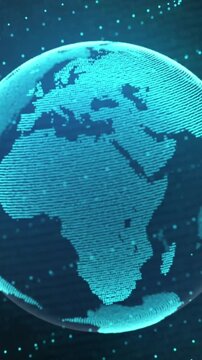 Animation of blue globe over blue background