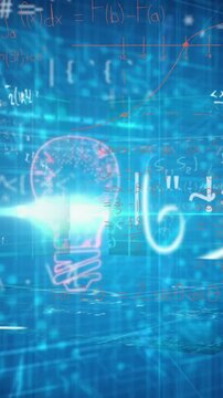 Animation of mathematical equations on black background