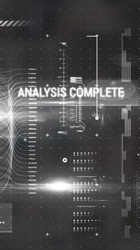 Animation of interface with data processing and light spot against grey background