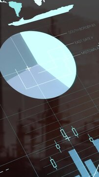 Animation of statistical data processing over grid network against construction site
