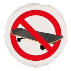 No skating png symbol, forbidden sign on transparent background, ripped paper badge © Rawpixel.com