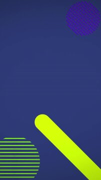 Animation of abstract shapes and patterns in seamless pattern against copy space on blue background