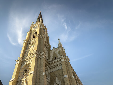 The Name of Mary Church, also known as Novi Sad catholic cathedral or crkva imena marijinog during a sunny summer afternoon. This cathedral is one of the most important landmarks of Novi Sad, Serbia.