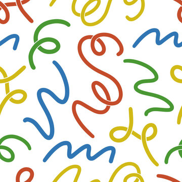Colorful abstract squiggle pattern on white background