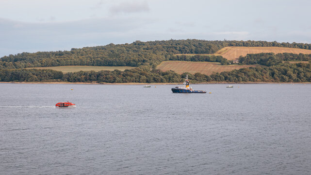 Sailing out of Rosyth into the Firth of Forth with views of the iconic bridges and estuary landscape, August 2026