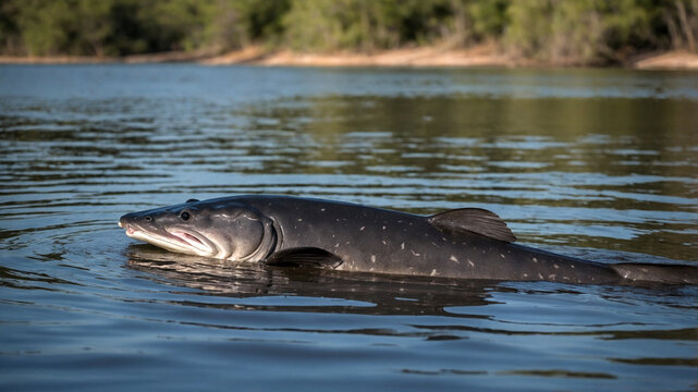 paddlefish on the river