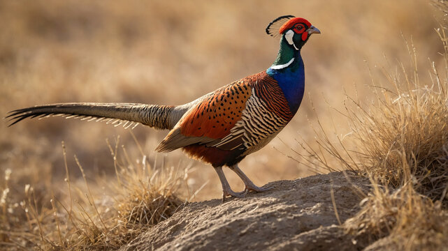 pheasant male in the ground