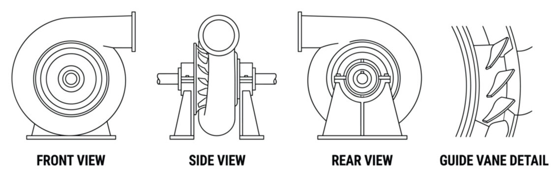 Centrifugal pump with impeller and guide vanes for industrial fluid transfer applications.