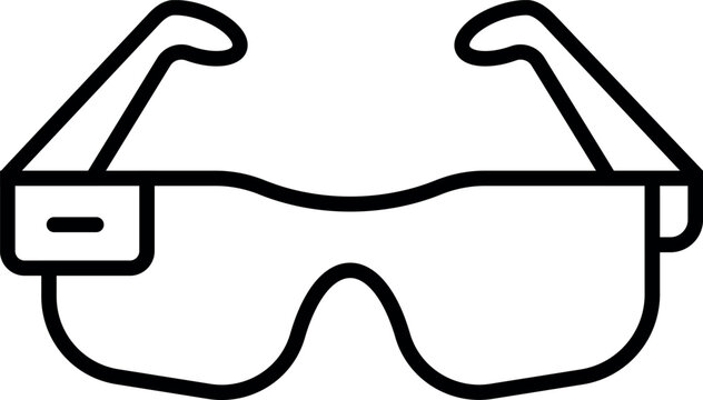 Outline illustration of augmented reality smart glasses featuring wearable eyewear for AR technology, digital interface, futuristic devices and immersive experience concepts