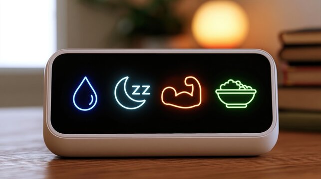 Wellness smart device with digital display for health hydration sleep and tracker