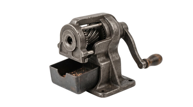 Vintage mechanical pencil sharpener with crank.