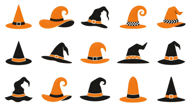 Halloween witch hats in various fun styles