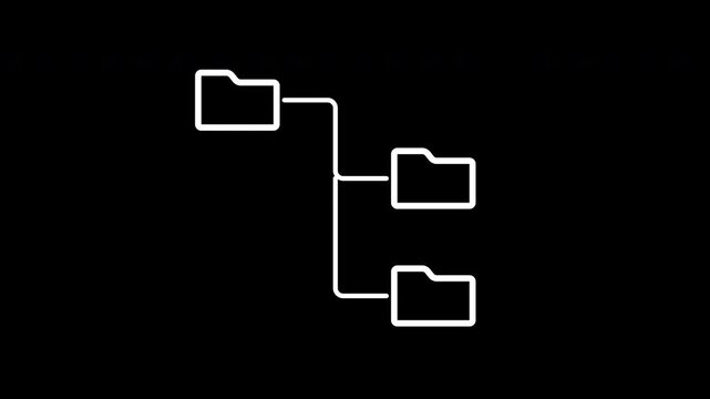 Folder File Directory Hierarchy Network Data Structure Server System Icon on black