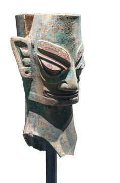 ancient bronze mask model from San Xing Dui archaeological site 